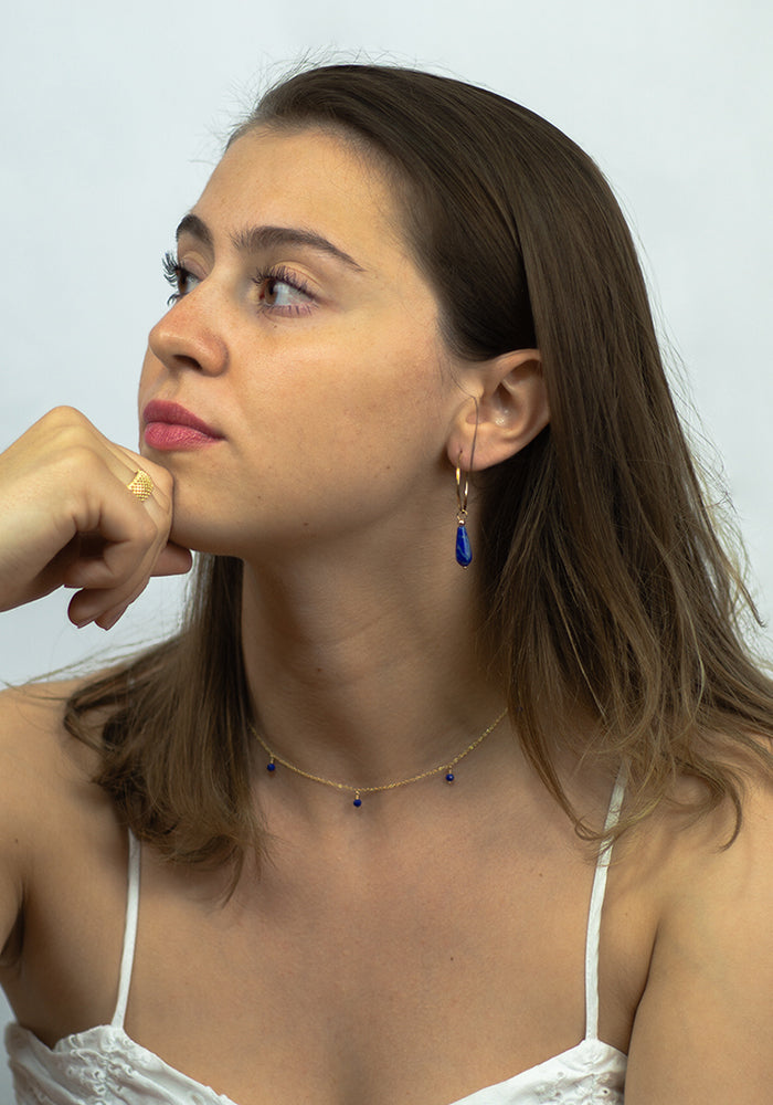 Lapislazuli Hoop Earrings - SimplyO
