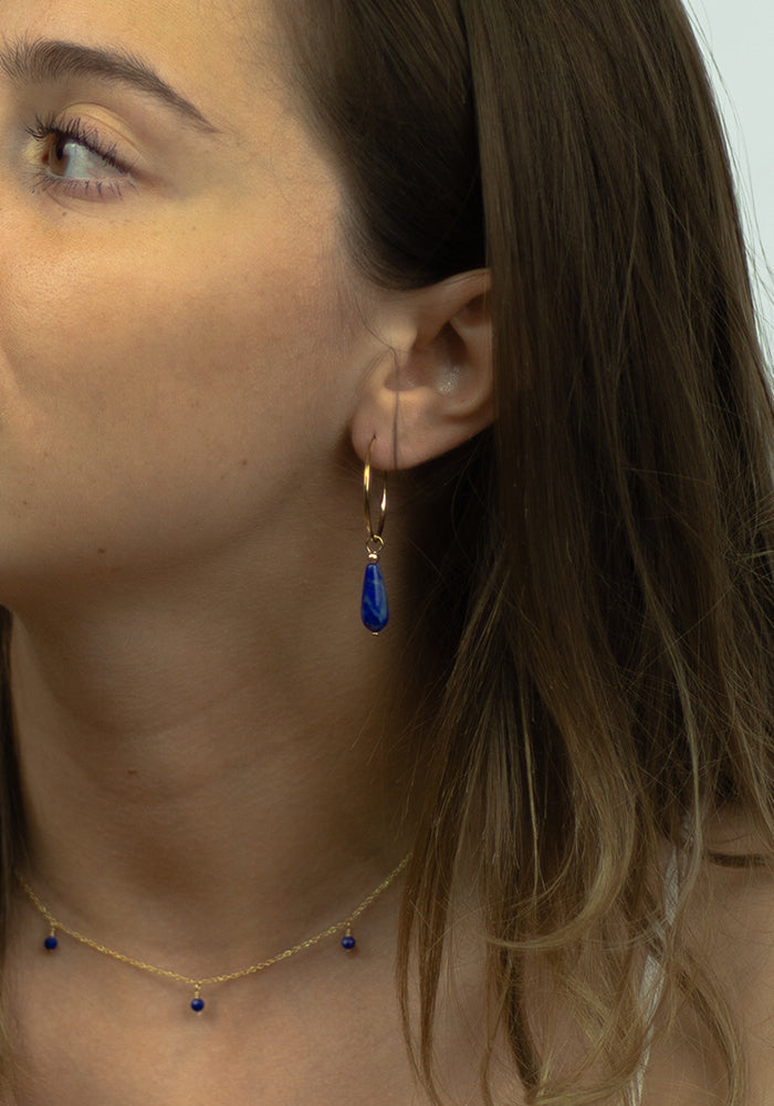 Lapislazuli Hoop Earrings - SimplyO