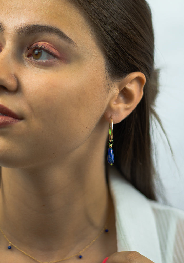 Lapislazuli Hoop Earrings - SimplyO