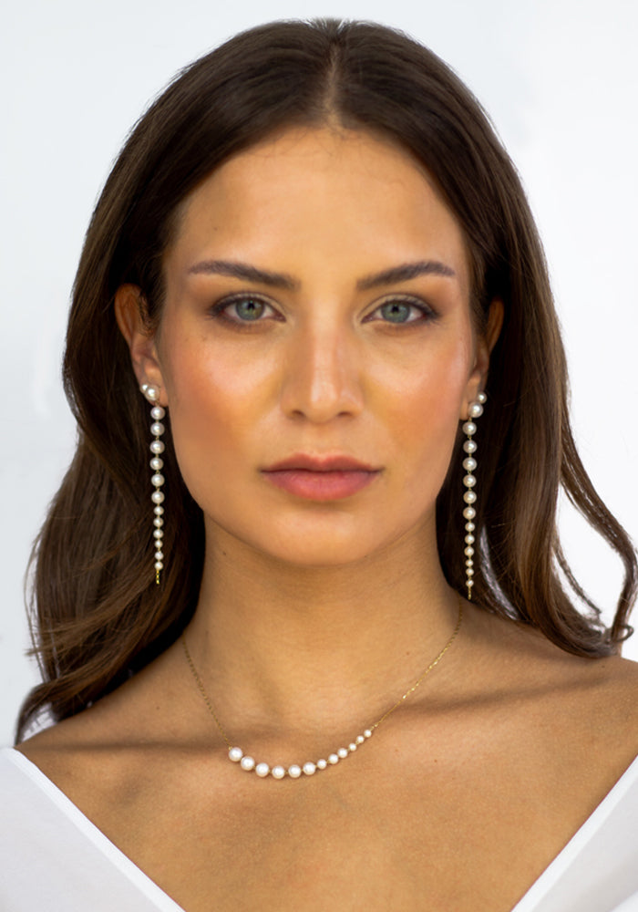 Perlenohrringe Cascade de Perles kombiniert mit Halskette – luxuriöser Brautschmuck - SimplyO