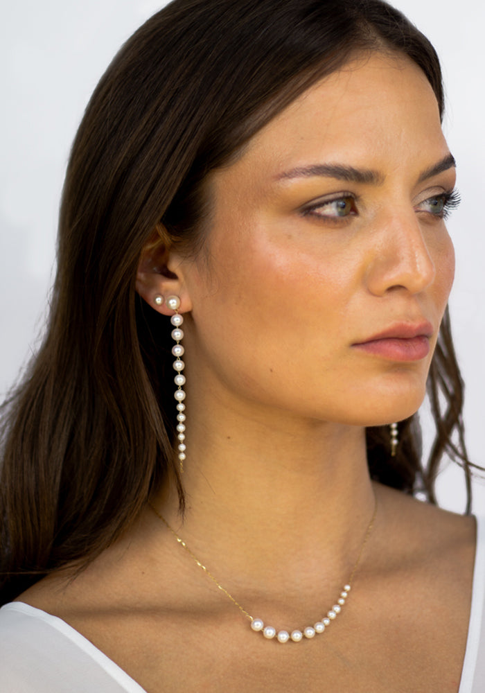 Cascade de Perles Necklace kombiniert mit passenden Ohrringen – luxuriöses Set  - SimplyO