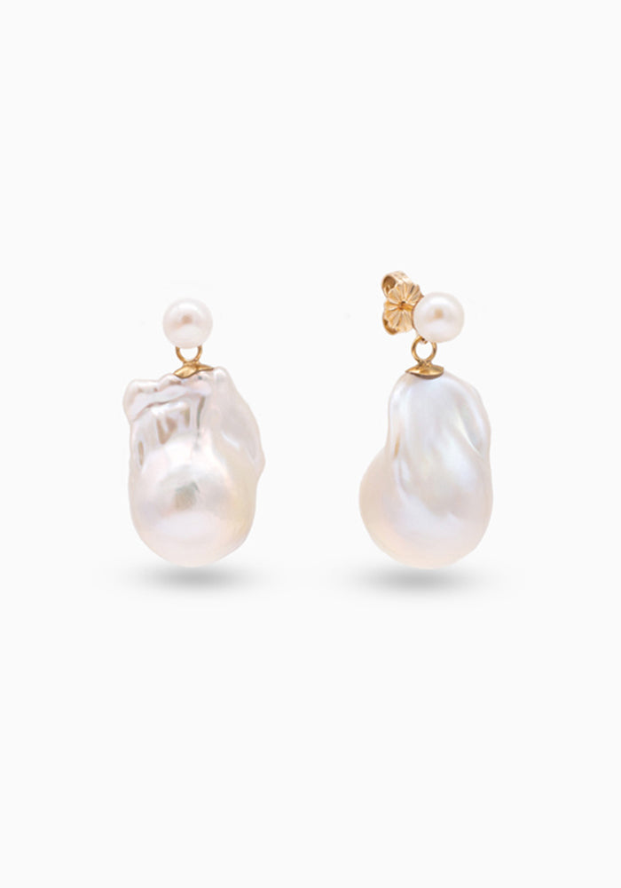 Soléne Barockperlen Ohrringe aus naturweißen Süßwasserperlen mit 14k Gold Filled Steckern – handgefertigt eleganter Brautschmuck - SimplyO