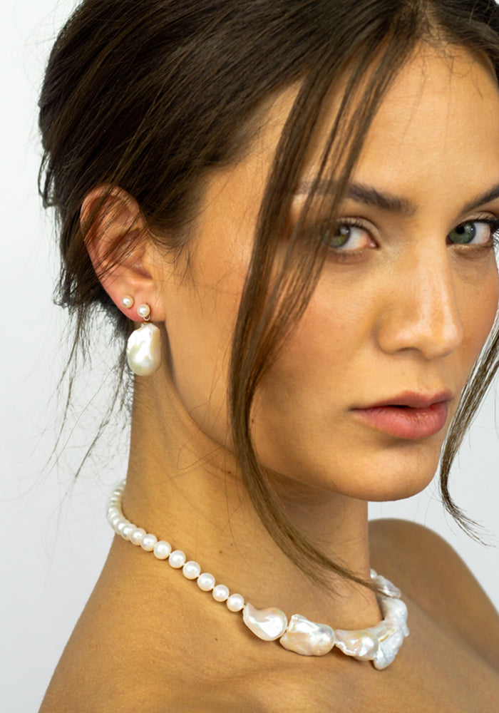 Soléne Schmuckset mit Barockperlen Ohrringen und Halskette – luxuriöses Set für Hochzeiten, Abendmode und moderne Brautlooks