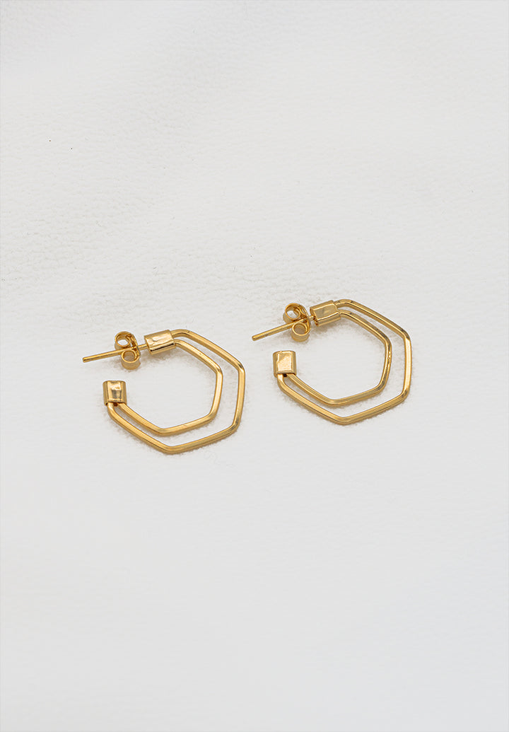 Gold Creolen Geometric Double Thread - SimplyO