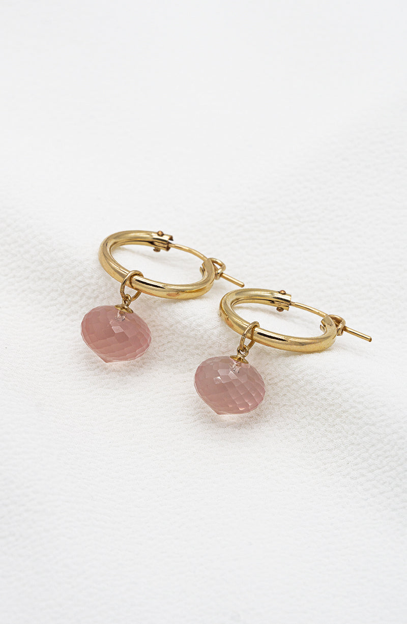 Rosenquarz Gold Creolen - SimplyO
