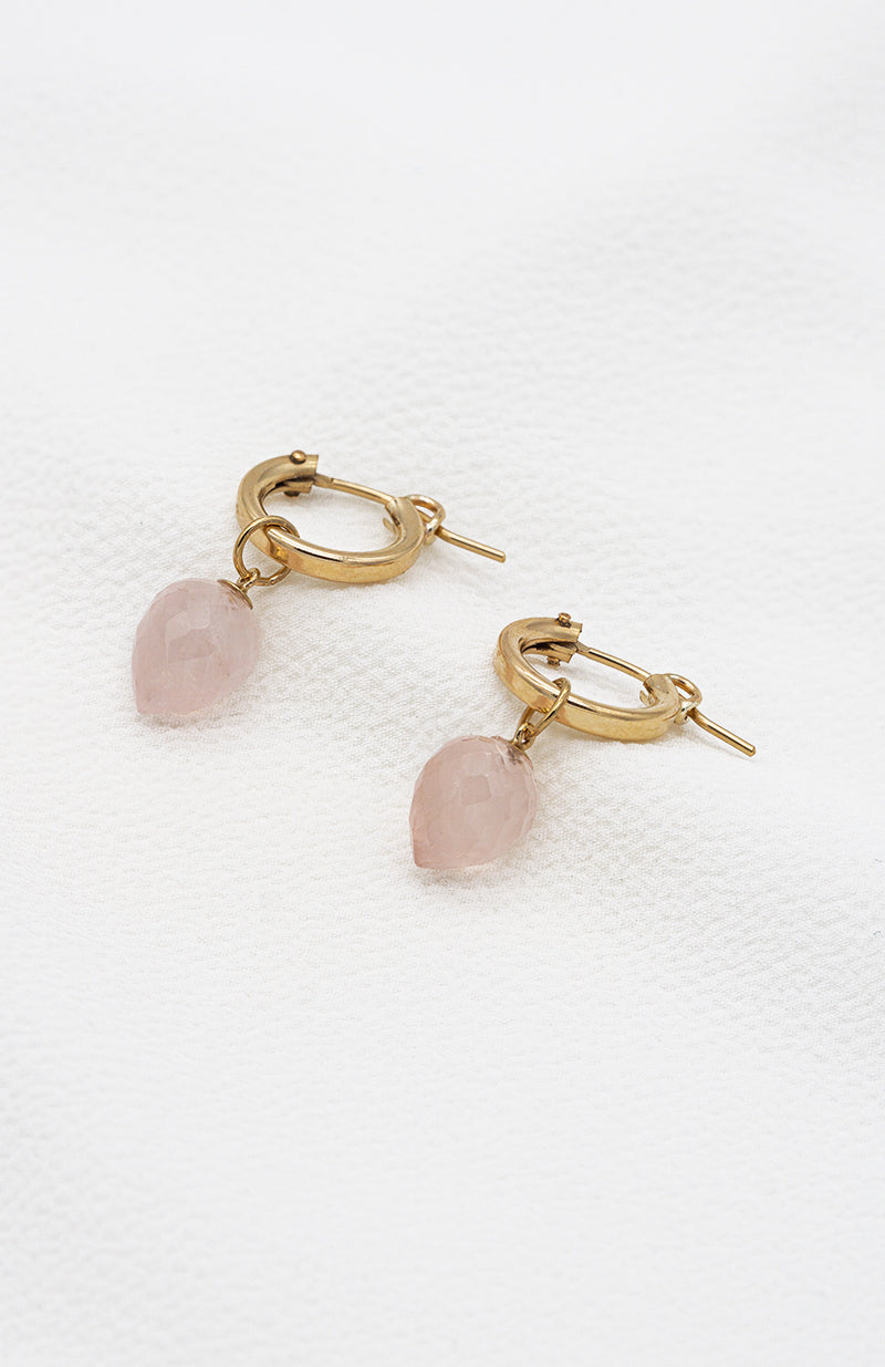Rosenquarz Gold Creolen - SimplyO