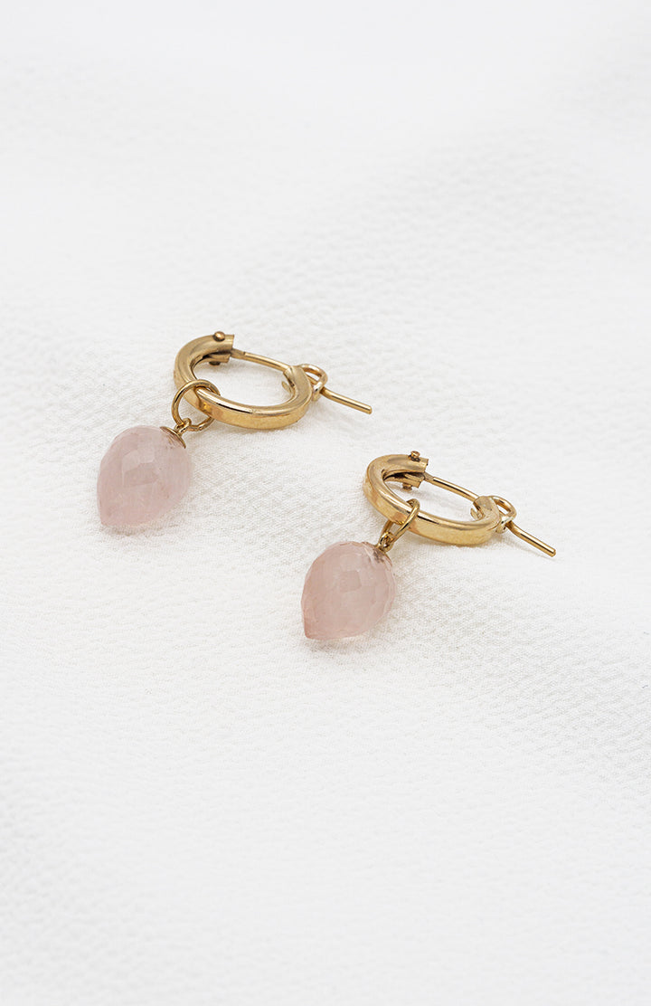 Rosenquarz Gold Creolen - SimplyO