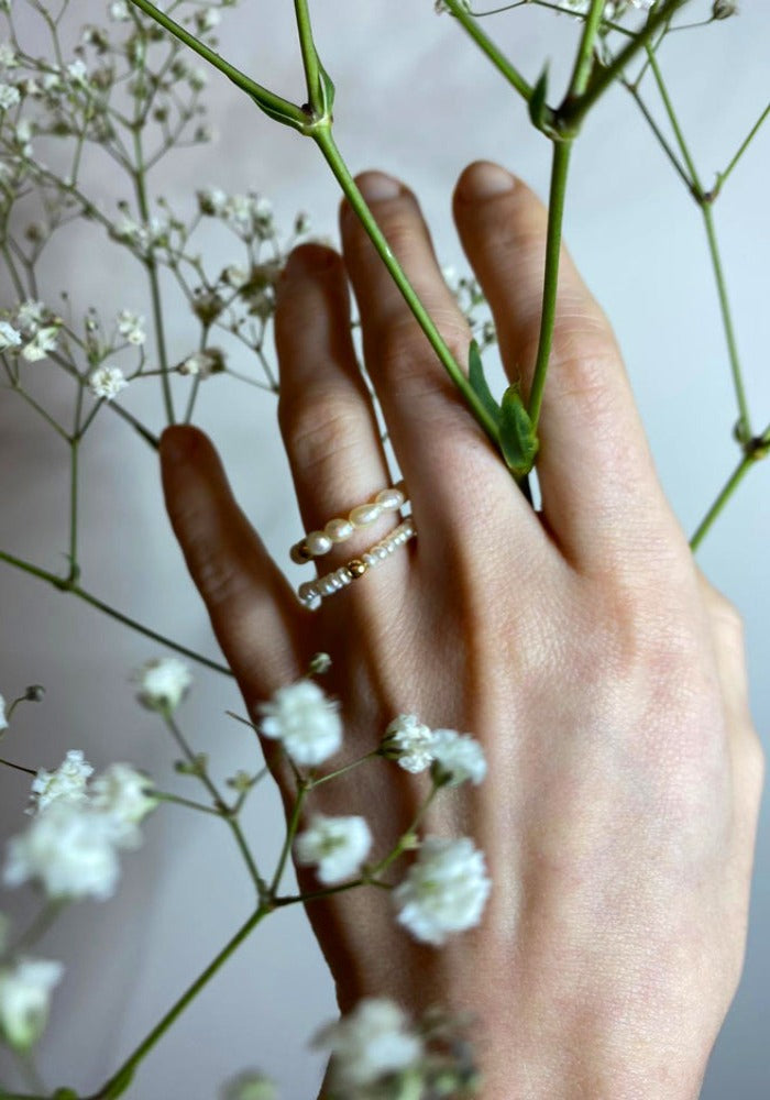 Perlenring Gold - White Pearl Ring - SimplyO Jewelry