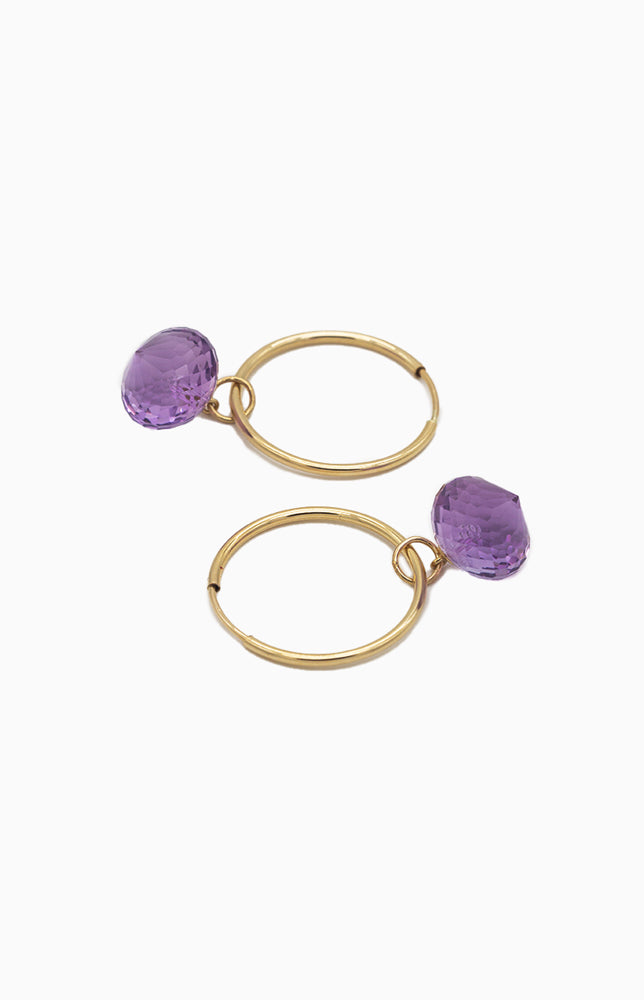 Gold Creolen mit Amethyst Onion - SimplyO Jewelry