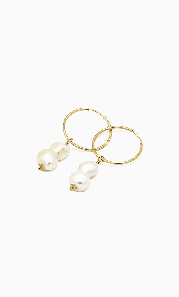 Gold Creolen mit Peanut Perlen - SimplyO