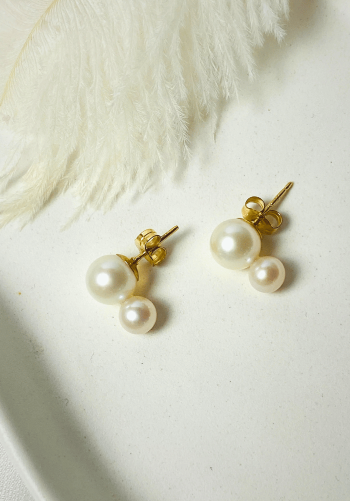 Serafina Double Pearl Studs