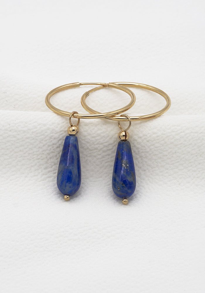 Lapislazuli Ohrringe - Lapislazuli Hoop Ohrringe - Gold Creolen - SimplyO Jewelry