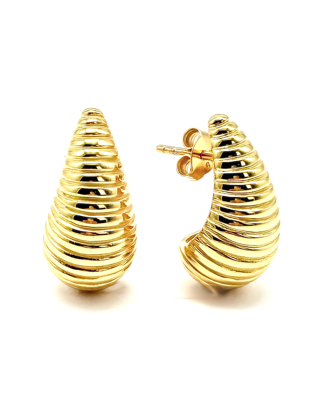 Vergoldete Drop Earrings Aurelia mit strukturierter Oberfläche Seitenansicht