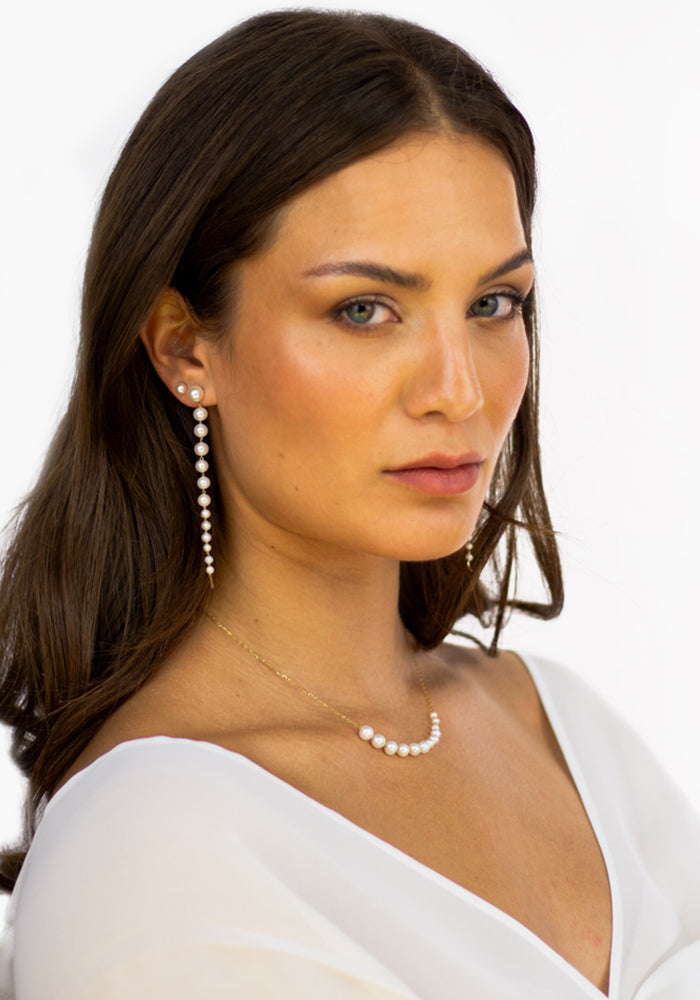 Hängende Ohrringe - Cascade de Perles Earrings - Perlenohrringe Gelbgold - SimplyO Jewelry
