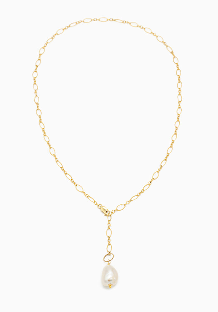Goldkette mit Perlenanhänger - Gliederhalskette Liv mit Perlenanhänger - SimplyO Jewelry