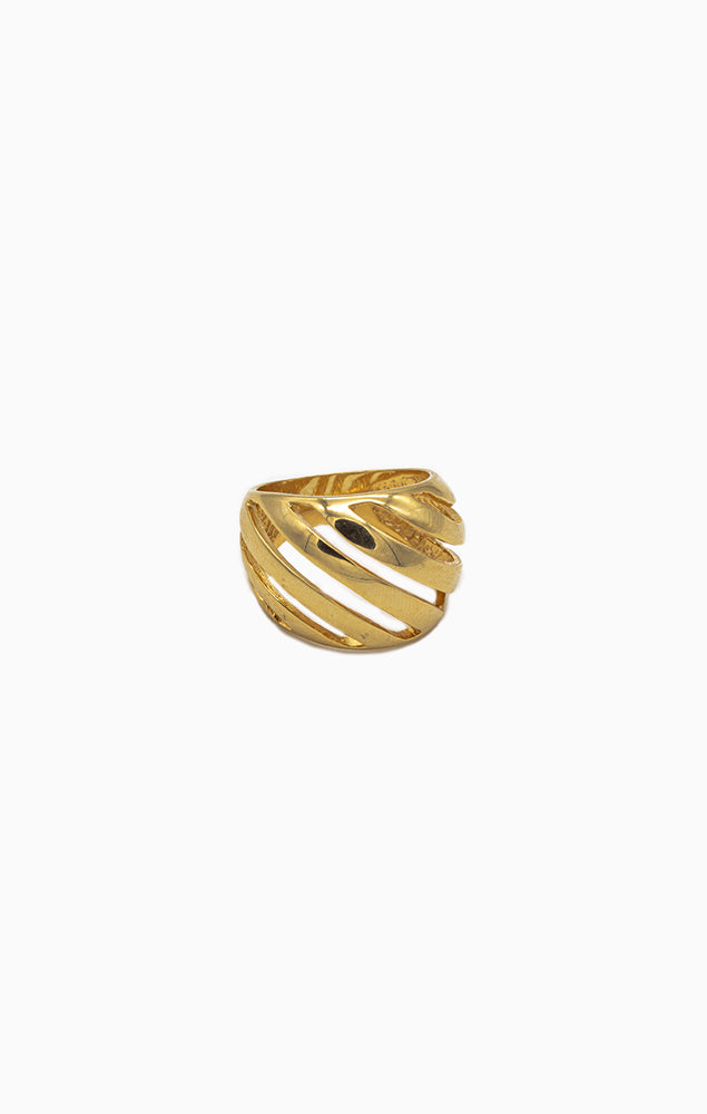 Statement Ring Gold - Wide Lines - SimplyO Jewelry