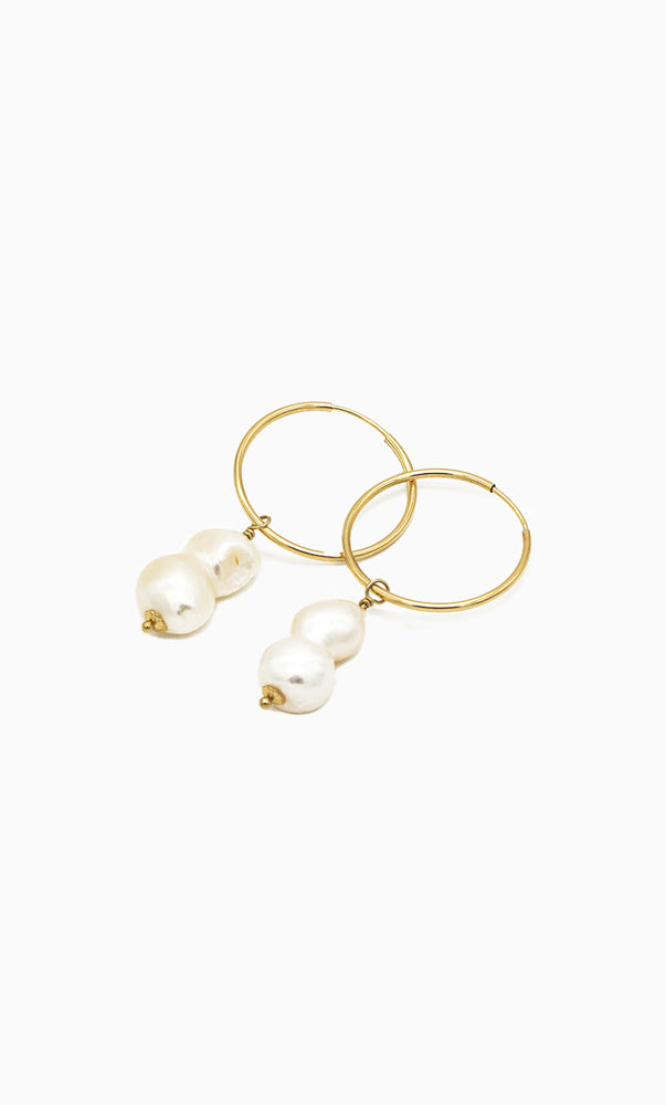 Goldcreolen mit Peanut Perlen - SimplyO Jewelry